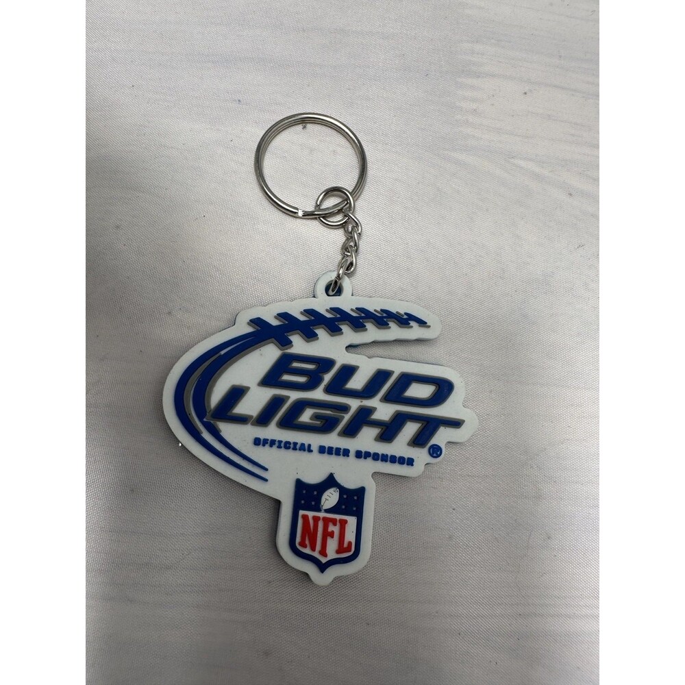 Beer BUD LIGHT NFL FOOTBALL Key Chain Bud Beer NEW SEALED
